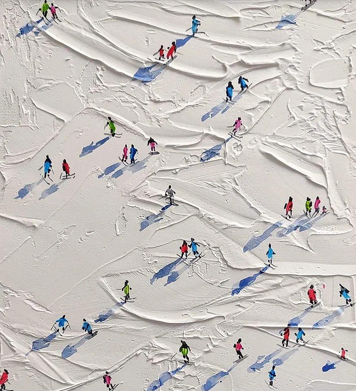 Skifahrer auf Schneebedeckter Berg Wandkunst Sport Weißer Schnee Skifahren Zimmerdekoration von Messer 04 Ölgemälde